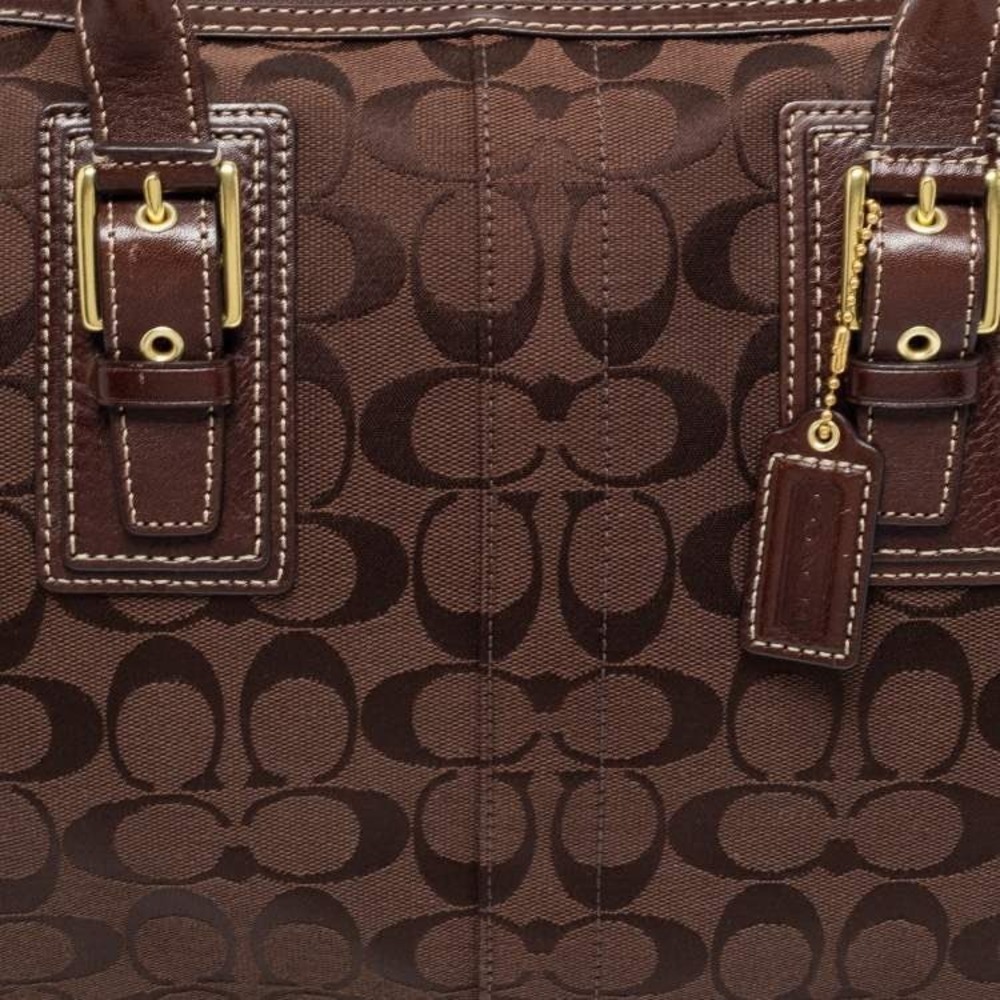 Coach Signature Canvas Satchel Chocolate Brown Tote Gold Hardware H1067-F15670 - Picture 2 of 11